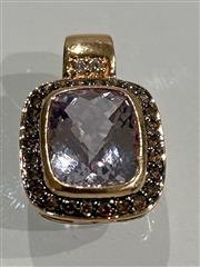 LeVian 14K Rose Gold Chocolate Diamond Amethyst Necklace Pendant